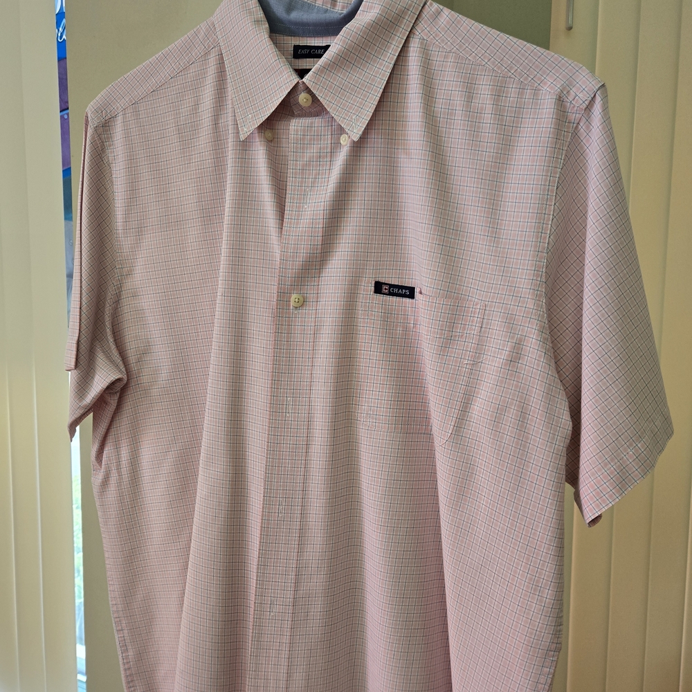 Chaps Light Pink Plaid Men's Button Down Shirt